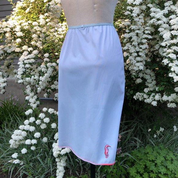 Vintage 50s Vanity Fair Mermaid Core Pillow Tab Seashells Tricot Slip Skirt XS - Picture 7 of 17